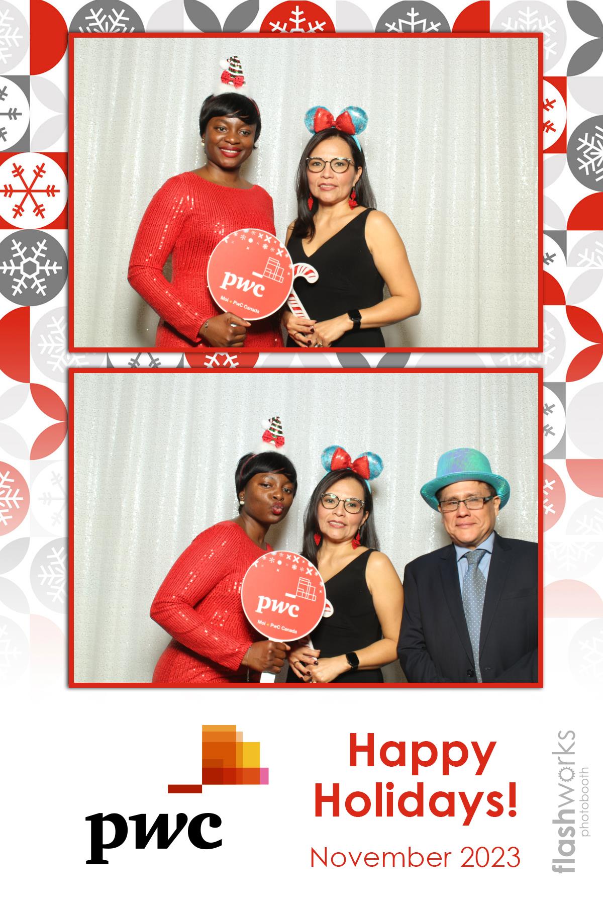 pwc Holiday Party 2023 | View more photos from the event at gallery.flashworksphotobooth.com/u/FlashworksPhotoboothInc/pwc-Holiday-Party-2023