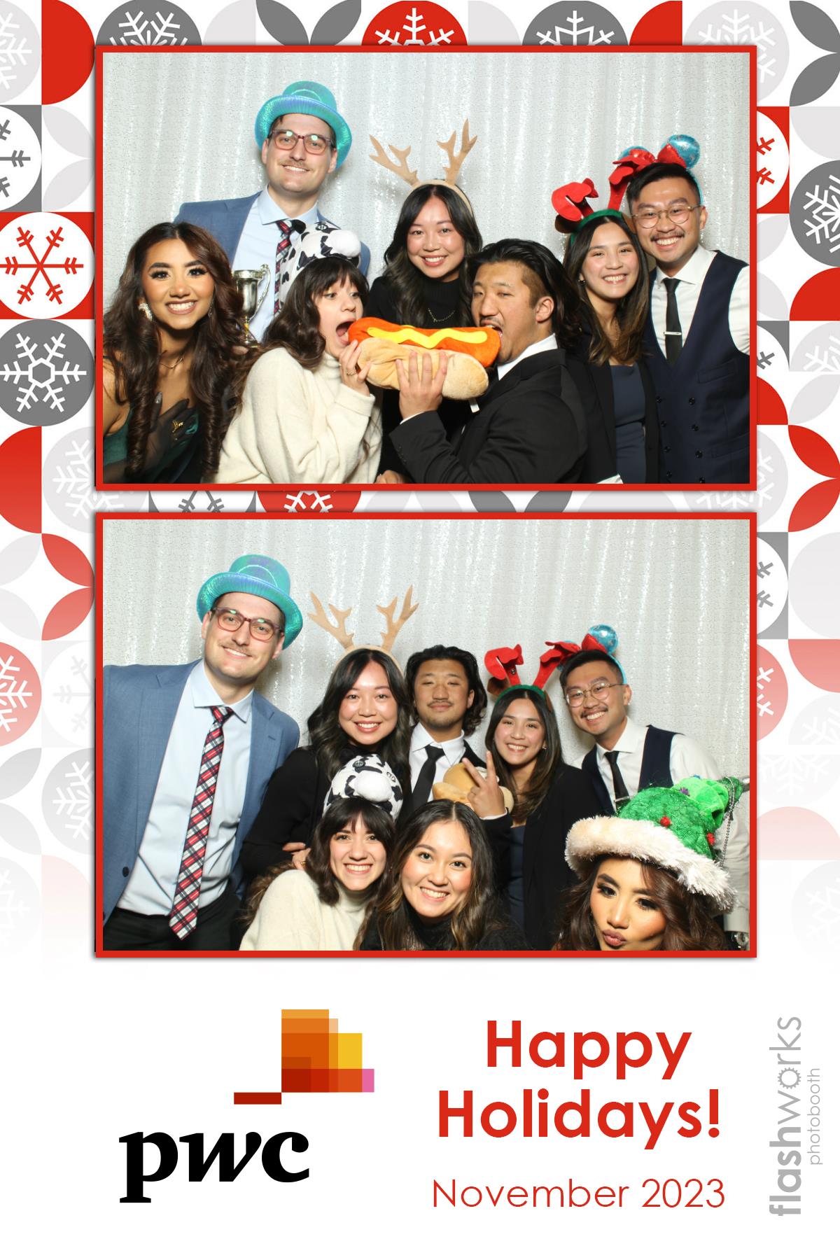 pwc Holiday Party 2023 | View more photos from the event at gallery.flashworksphotobooth.com/u/FlashworksPhotoboothInc/pwc-Holiday-Party-2023