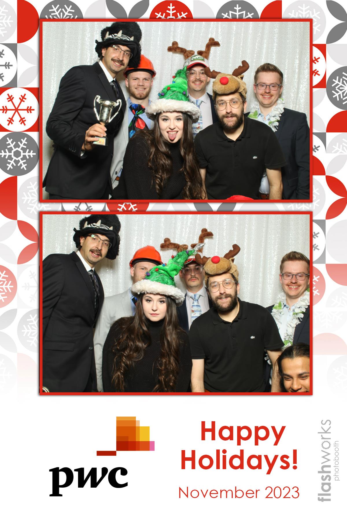 pwc Holiday Party 2023 | View more photos from the event at gallery.flashworksphotobooth.com/u/FlashworksPhotoboothInc/pwc-Holiday-Party-2023