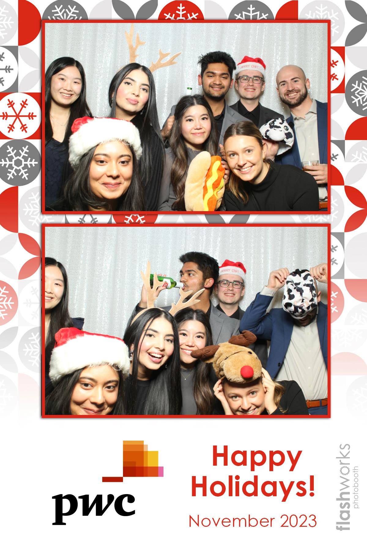 pwc Holiday Party 2023 | View more photos from the event at gallery.flashworksphotobooth.com/u/FlashworksPhotoboothInc/pwc-Holiday-Party-2023