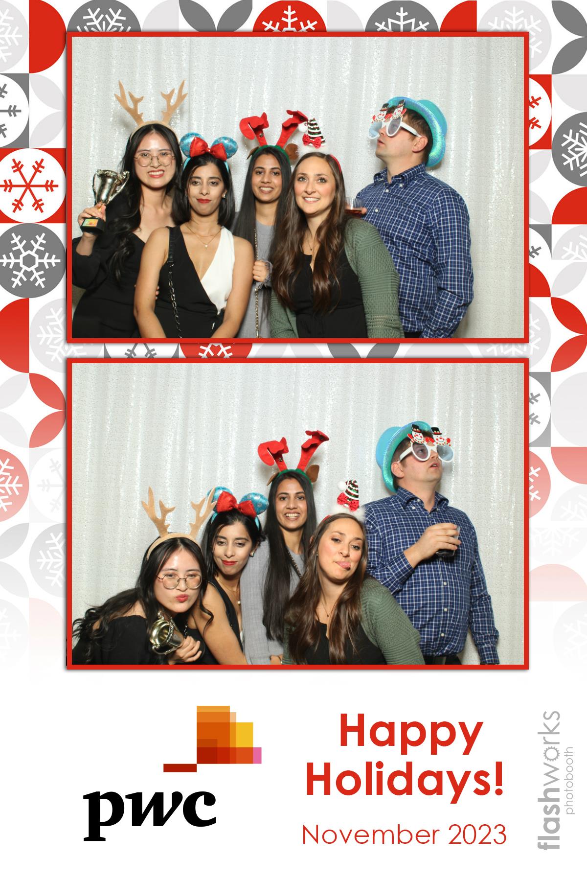 pwc Holiday Party 2023 | View more photos from the event at gallery.flashworksphotobooth.com/u/FlashworksPhotoboothInc/pwc-Holiday-Party-2023