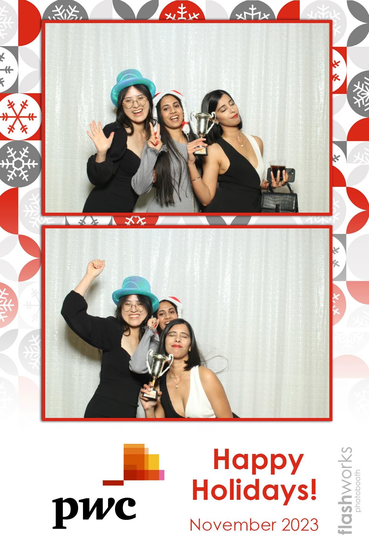 pwc Holiday Party 2023 | View more photos from the event at gallery.flashworksphotobooth.com/u/FlashworksPhotoboothInc/pwc-Holiday-Party-2023
