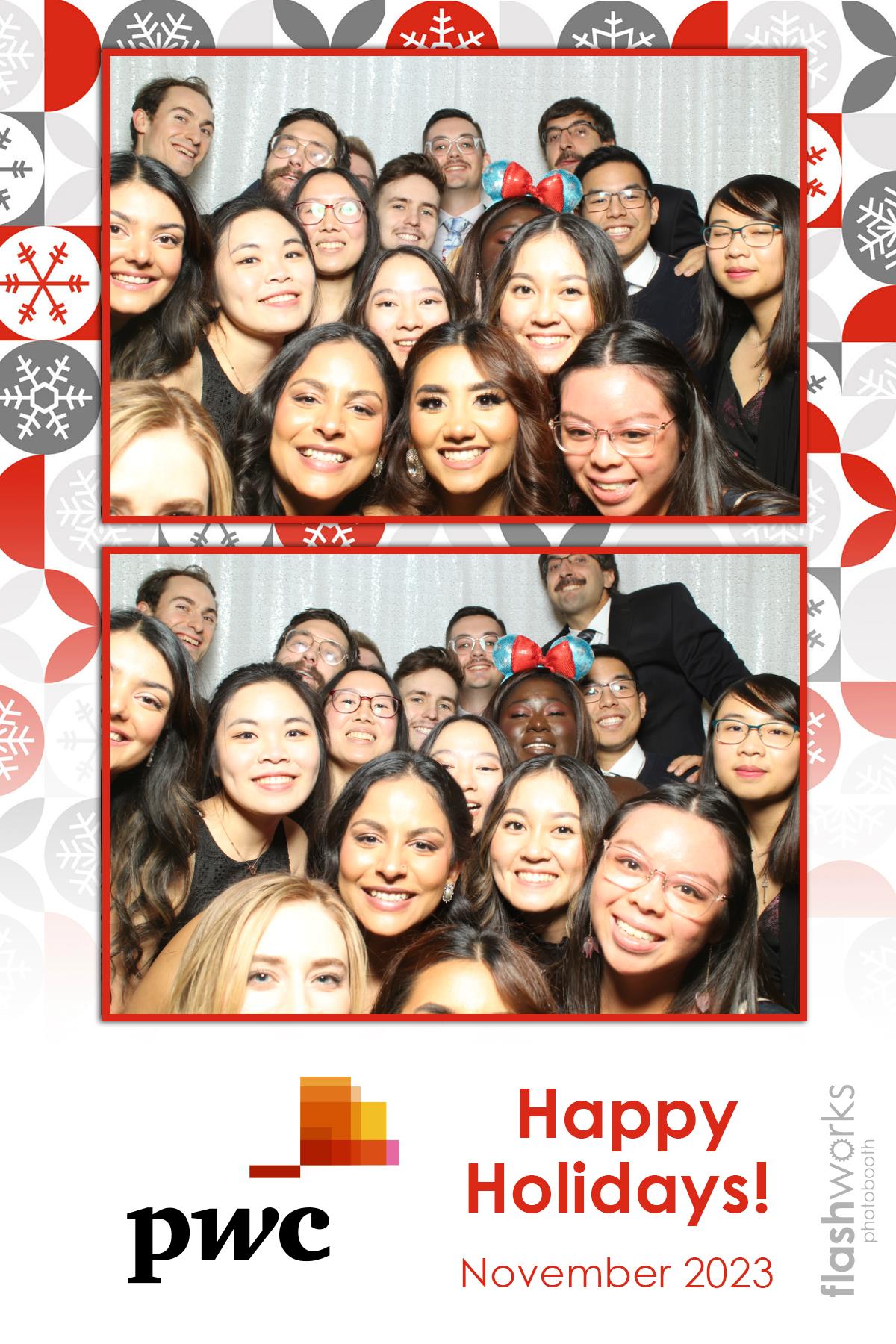 pwc Holiday Party 2023 | View more photos from the event at gallery.flashworksphotobooth.com/u/FlashworksPhotoboothInc/pwc-Holiday-Party-2023