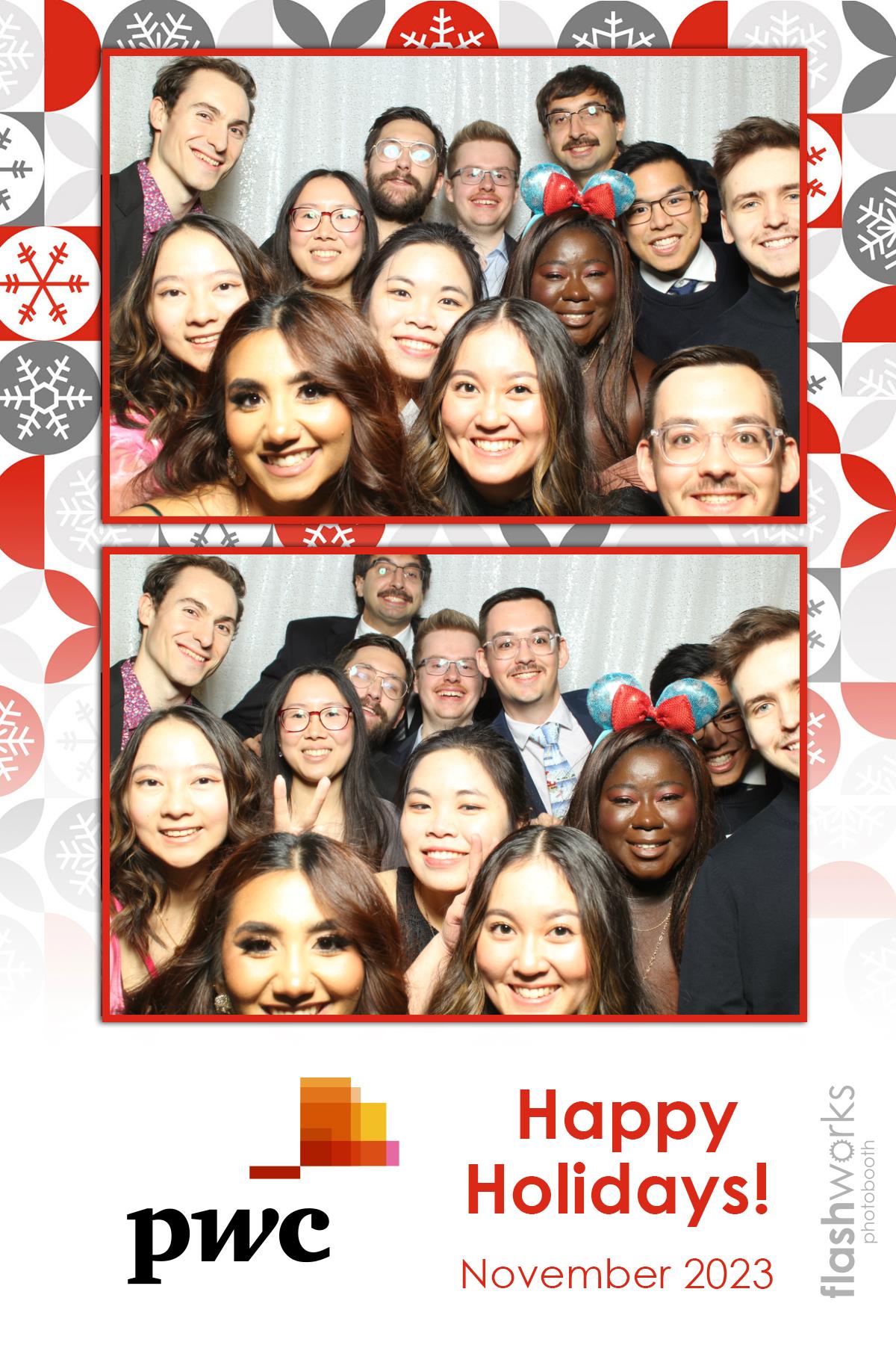 pwc Holiday Party 2023 | View more photos from the event at gallery.flashworksphotobooth.com/u/FlashworksPhotoboothInc/pwc-Holiday-Party-2023