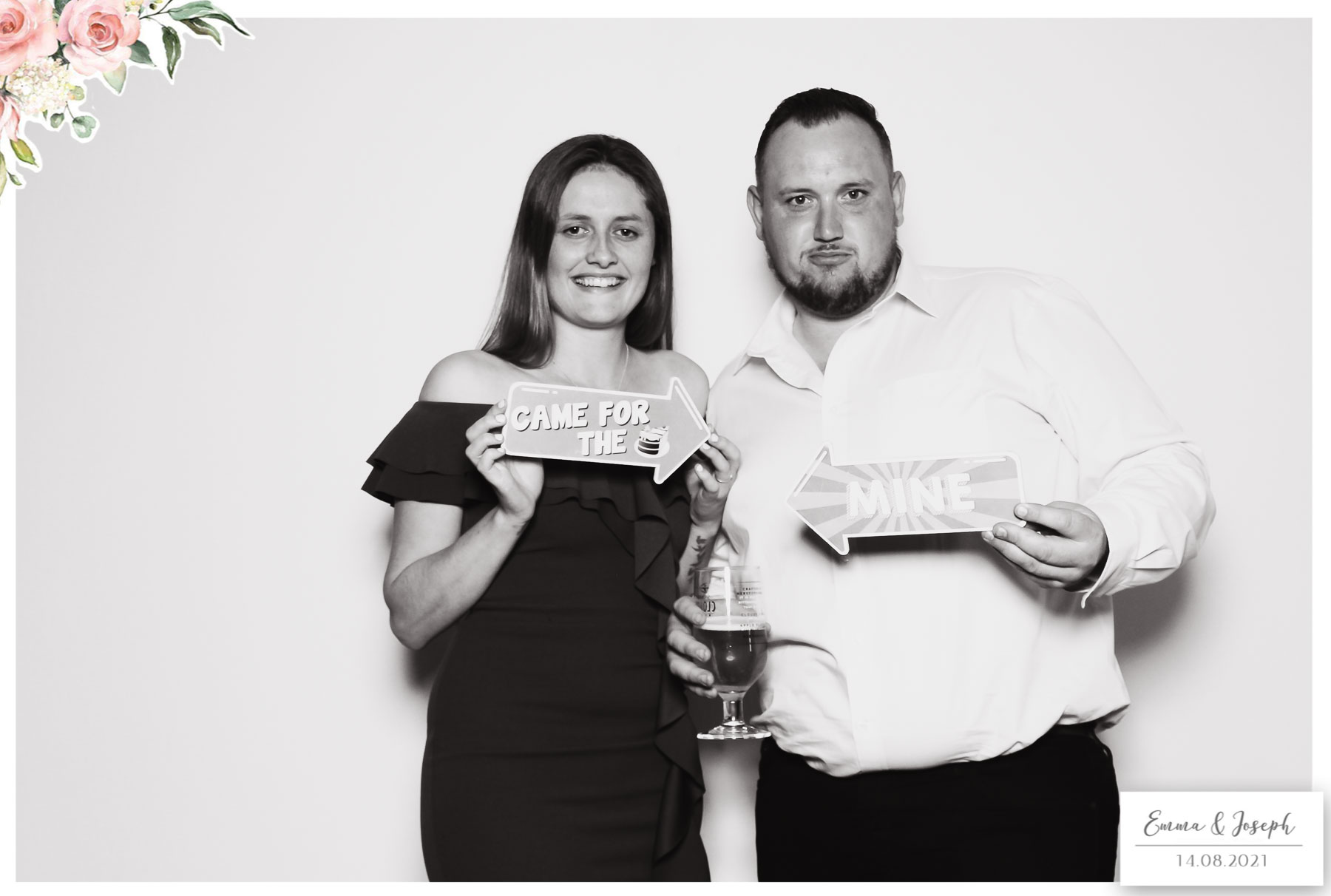 Emma & Joseph - Classic Open Booth (Beauty B&W) | View more photos from the event at gallery.freshbooths.com/u/FreshBooths/Emma-Joseph-Classic-Open-Booth-Beauty-BW