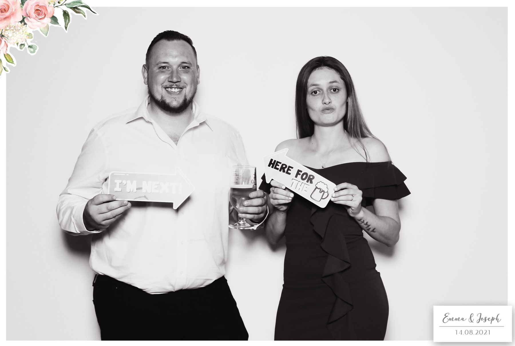 Emma & Joseph - Classic Open Booth (Beauty B&W) | View more photos from the event at gallery.freshbooths.com/u/FreshBooths/Emma-Joseph-Classic-Open-Booth-Beauty-BW