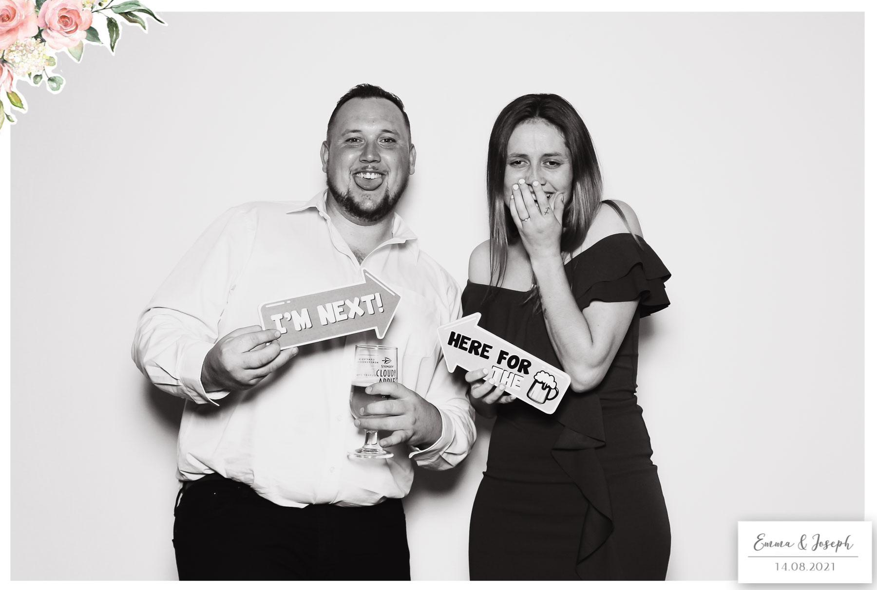Emma & Joseph - Classic Open Booth (Beauty B&W) | View more photos from the event at gallery.freshbooths.com/u/FreshBooths/Emma-Joseph-Classic-Open-Booth-Beauty-BW