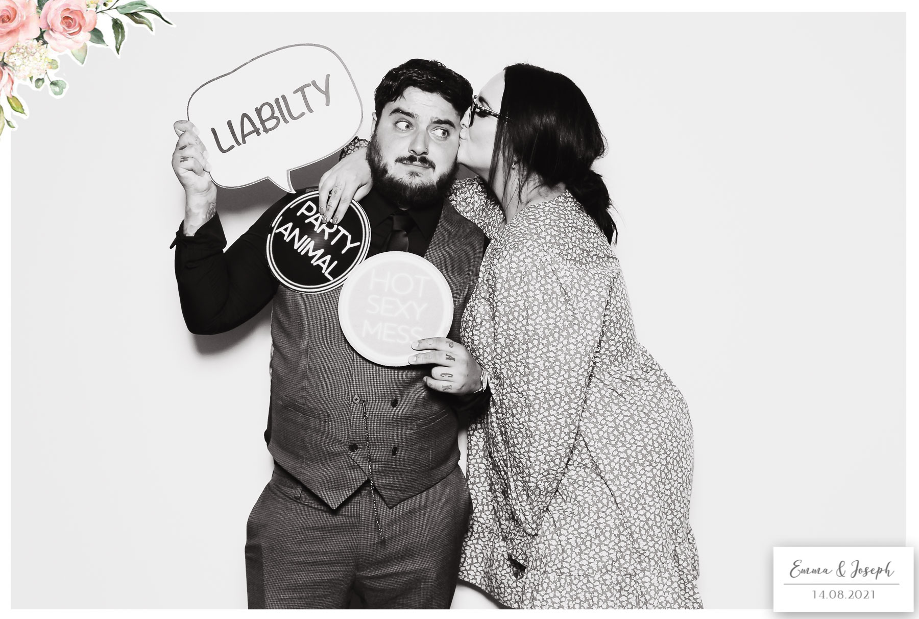 Emma & Joseph - Classic Open Booth (Beauty B&W) | View more photos from the event at gallery.freshbooths.com/u/FreshBooths/Emma-Joseph-Classic-Open-Booth-Beauty-BW
