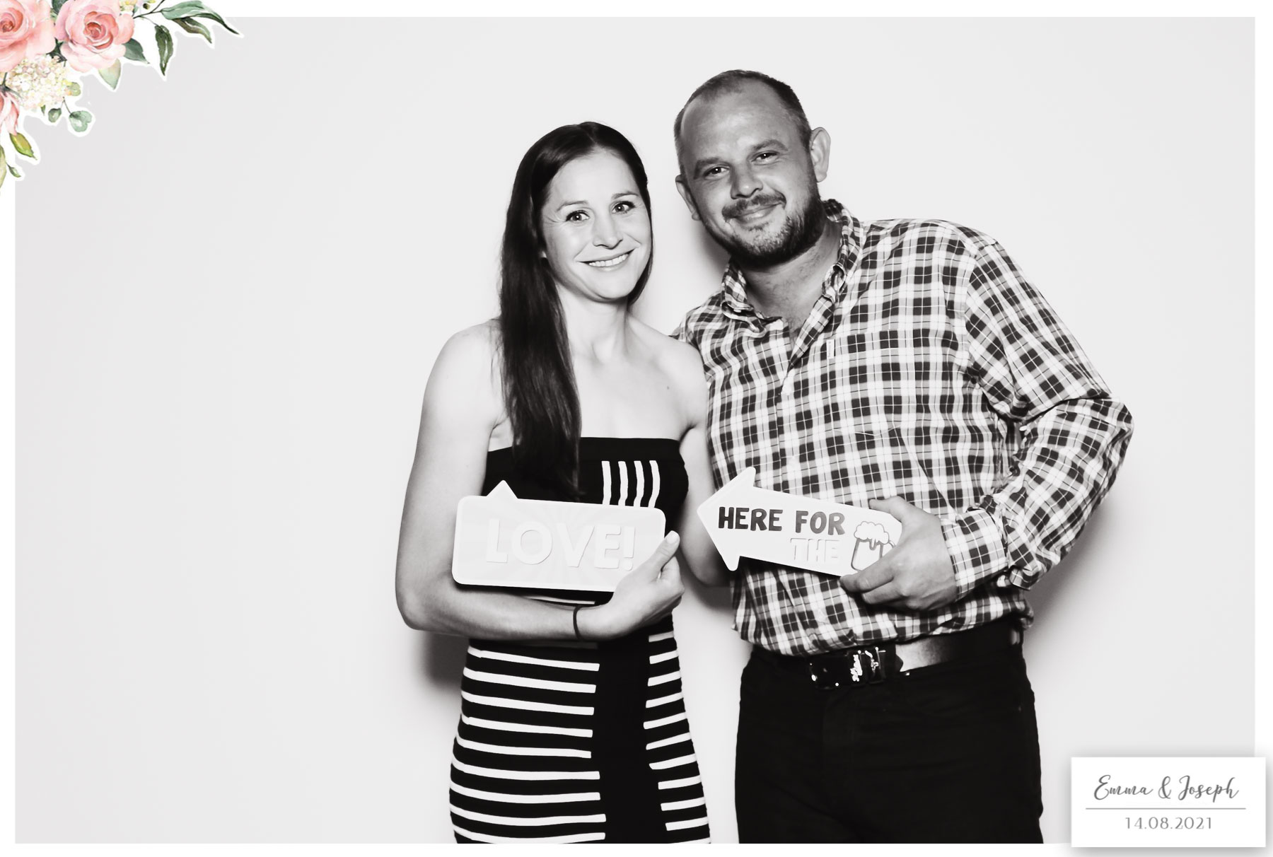 Emma & Joseph - Classic Open Booth (Beauty B&W) | View more photos from the event at gallery.freshbooths.com/u/FreshBooths/Emma-Joseph-Classic-Open-Booth-Beauty-BW
