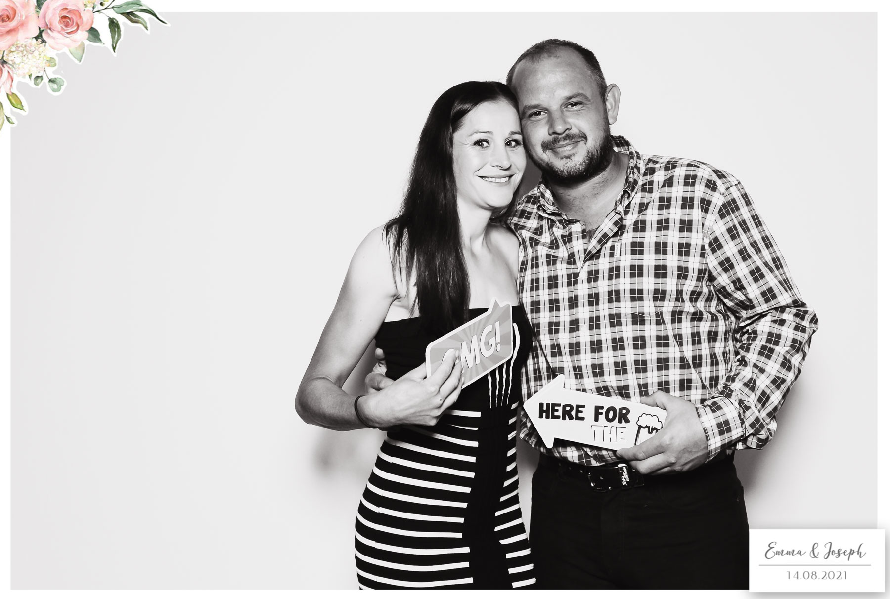 Emma & Joseph - Classic Open Booth (Beauty B&W) | View more photos from the event at gallery.freshbooths.com/u/FreshBooths/Emma-Joseph-Classic-Open-Booth-Beauty-BW