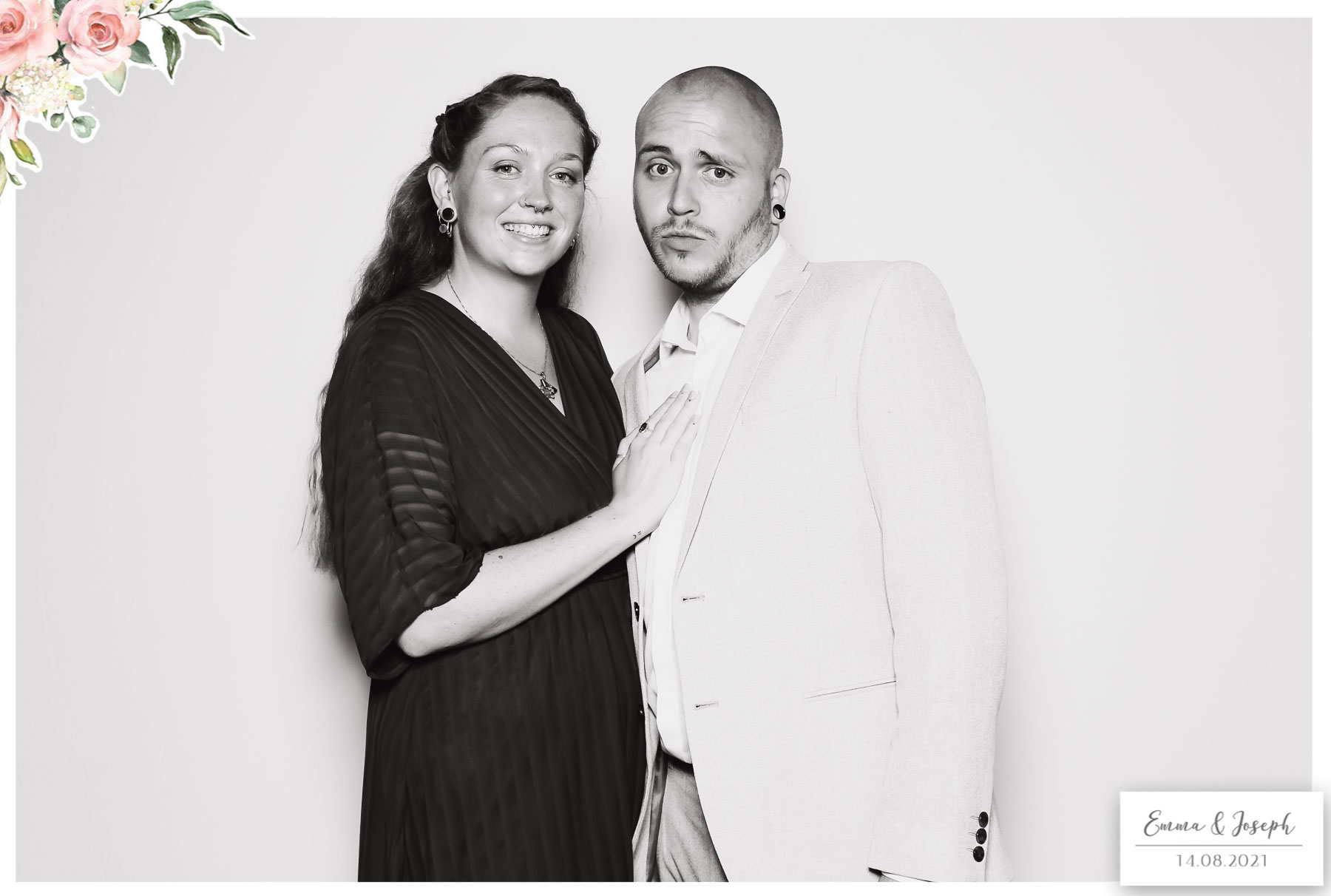 Emma & Joseph - Classic Open Booth (Beauty B&W) | View more photos from the event at gallery.freshbooths.com/u/FreshBooths/Emma-Joseph-Classic-Open-Booth-Beauty-BW