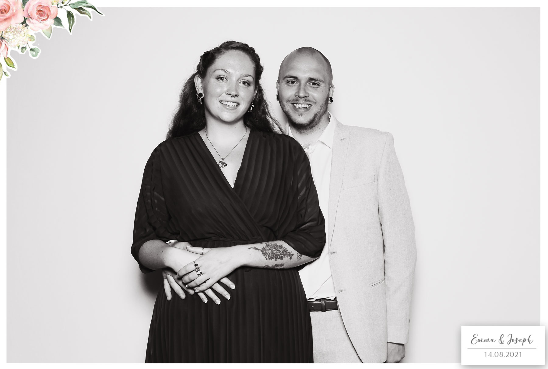 Emma & Joseph - Classic Open Booth (Beauty B&W) | View more photos from the event at gallery.freshbooths.com/u/FreshBooths/Emma-Joseph-Classic-Open-Booth-Beauty-BW