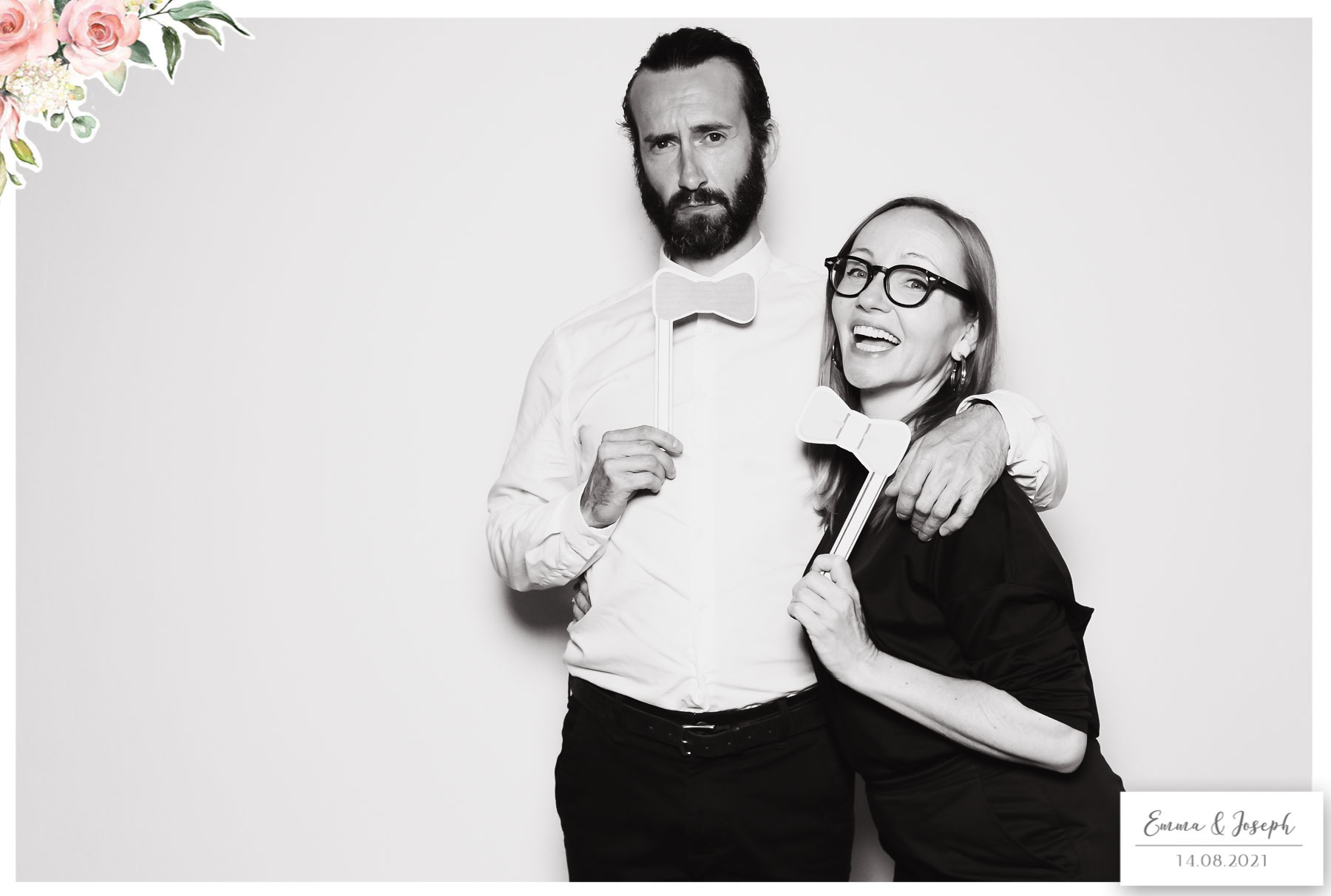 Emma & Joseph - Classic Open Booth (Beauty B&W) | View more photos from the event at gallery.freshbooths.com/u/FreshBooths/Emma-Joseph-Classic-Open-Booth-Beauty-BW