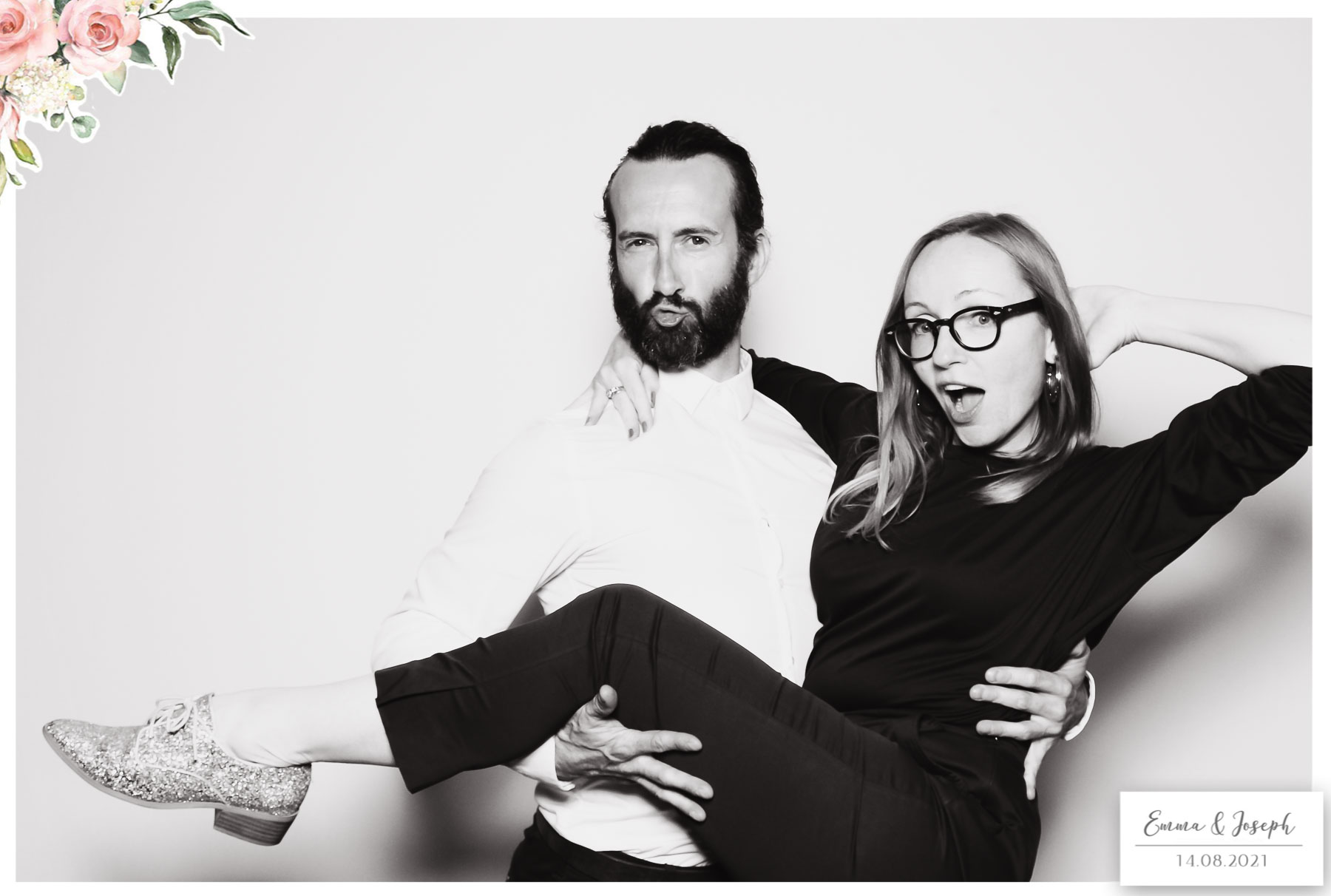 Emma & Joseph - Classic Open Booth (Beauty B&W) | View more photos from the event at gallery.freshbooths.com/u/FreshBooths/Emma-Joseph-Classic-Open-Booth-Beauty-BW