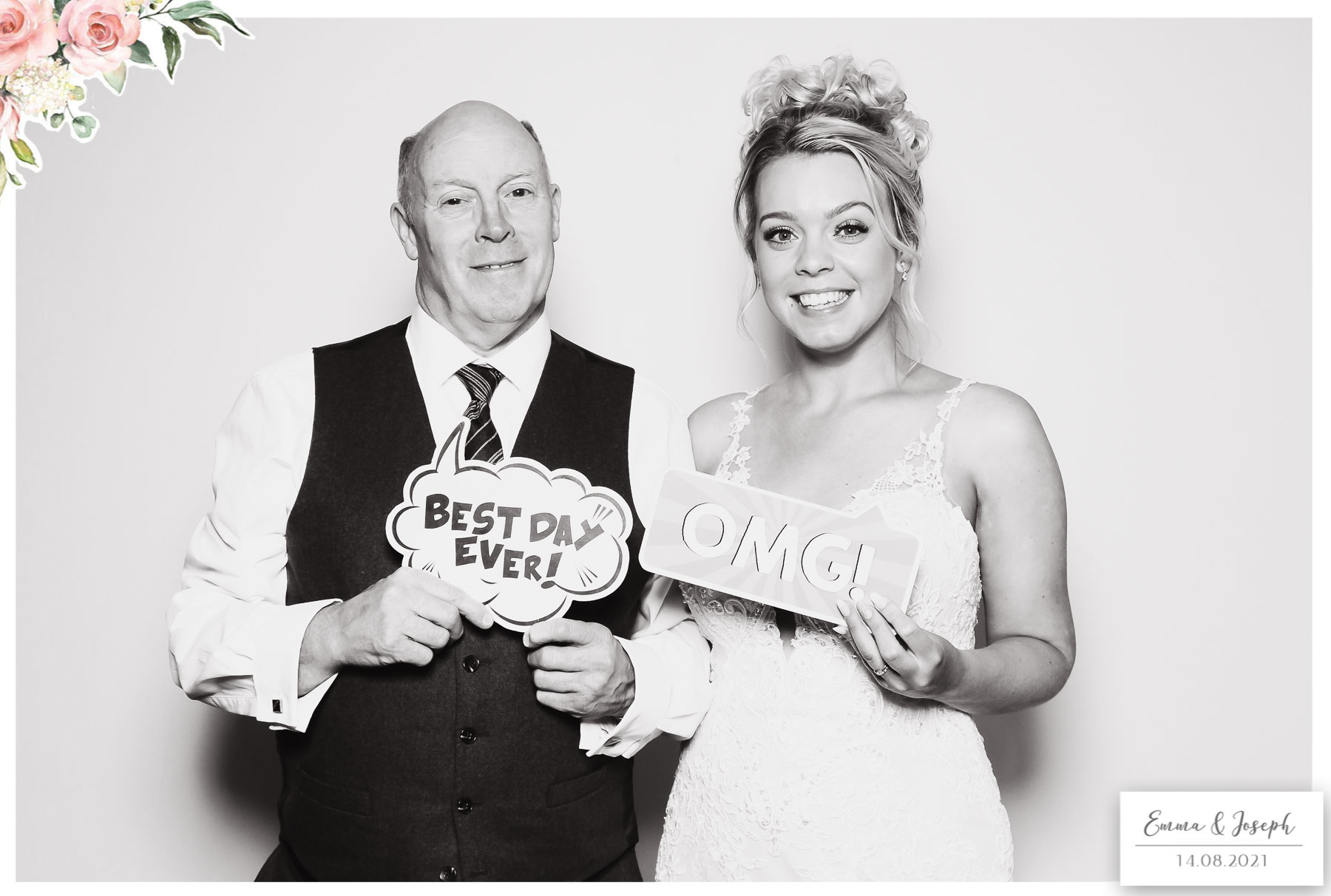 Emma & Joseph - Classic Open Booth (Beauty B&W) | View more photos from the event at gallery.freshbooths.com/u/FreshBooths/Emma-Joseph-Classic-Open-Booth-Beauty-BW