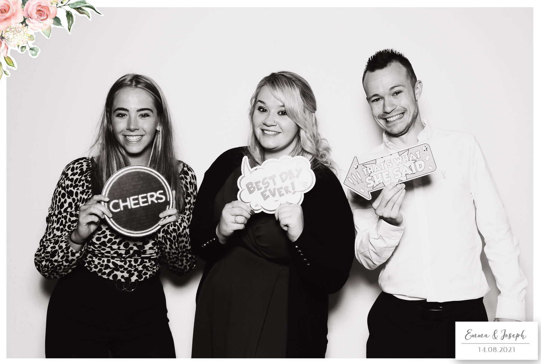 Emma & Joseph - Classic Open Booth (Beauty B&W) | View more photos from the event at gallery.freshbooths.com/u/FreshBooths/Emma-Joseph-Classic-Open-Booth-Beauty-BW