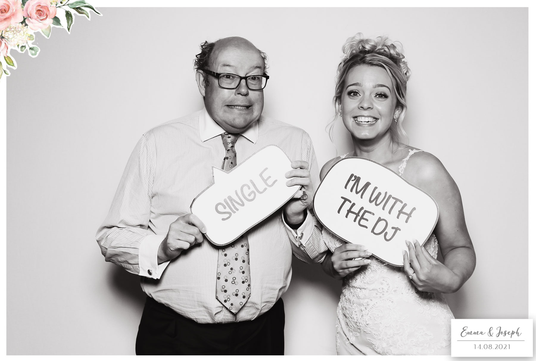 Emma & Joseph - Classic Open Booth (Beauty B&W) | View more photos from the event at gallery.freshbooths.com/u/FreshBooths/Emma-Joseph-Classic-Open-Booth-Beauty-BW