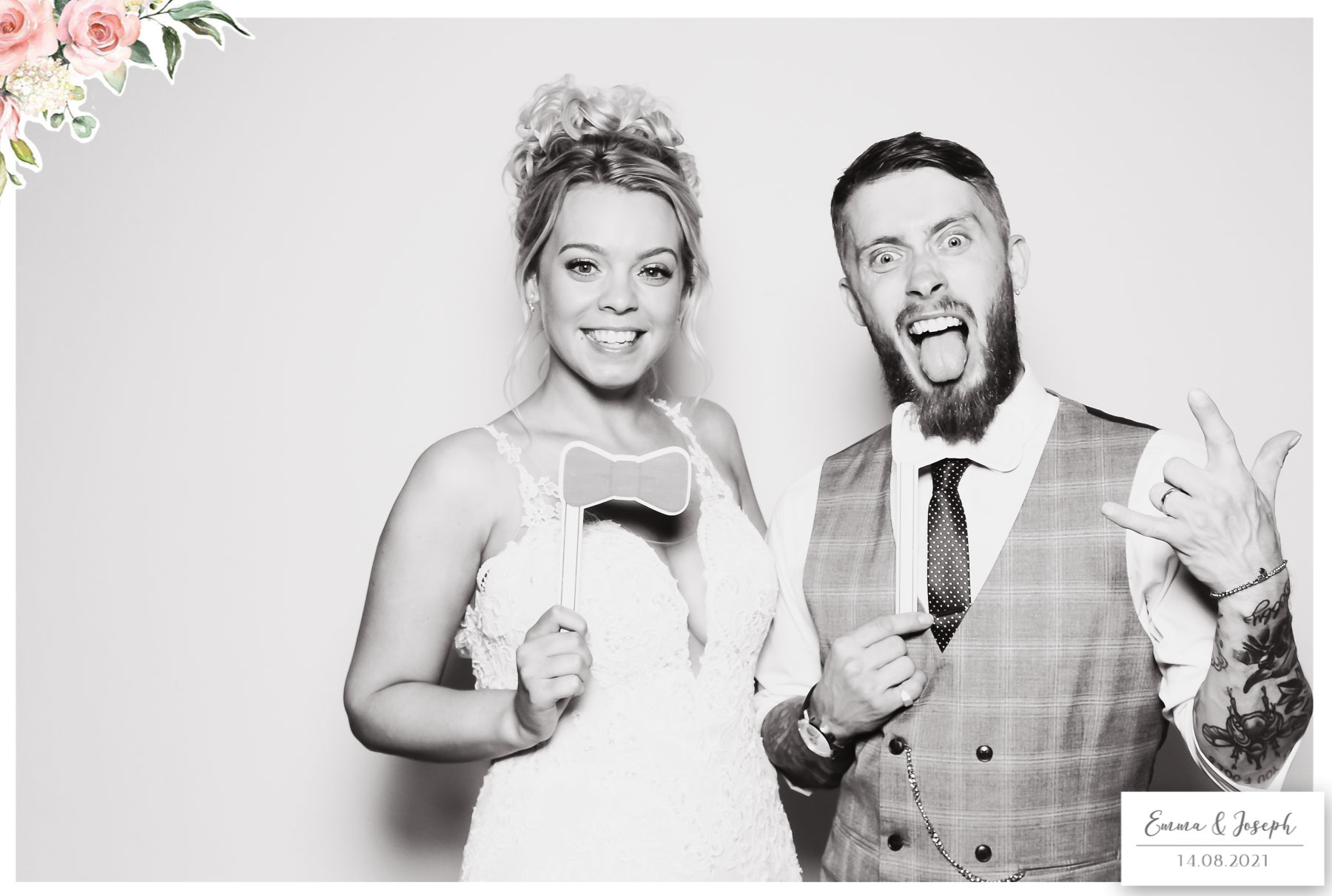 Emma & Joseph - Classic Open Booth (Beauty B&W) | View more photos from the event at gallery.freshbooths.com/u/FreshBooths/Emma-Joseph-Classic-Open-Booth-Beauty-BW
