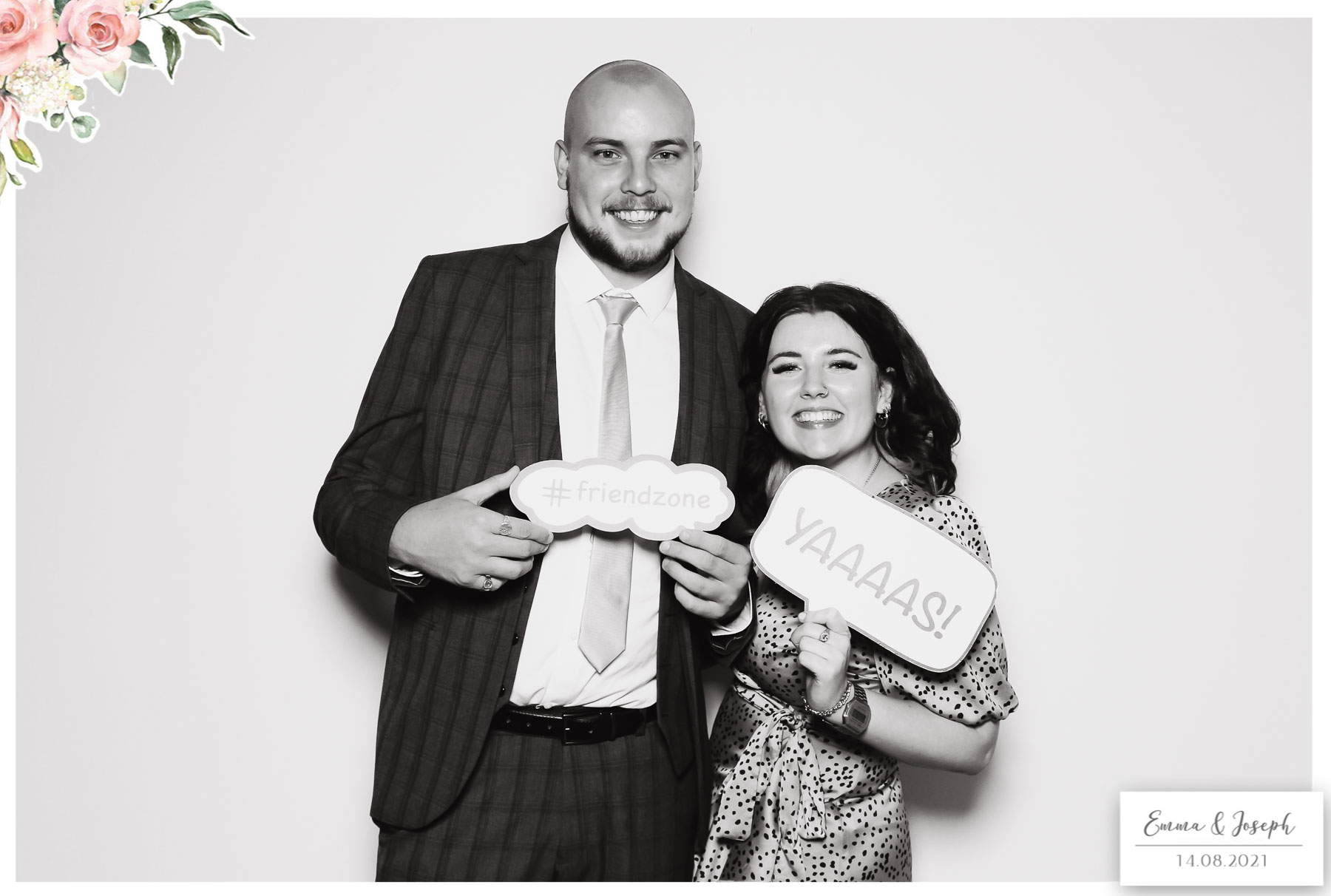 Emma & Joseph - Classic Open Booth (Beauty B&W) | View more photos from the event at gallery.freshbooths.com/u/FreshBooths/Emma-Joseph-Classic-Open-Booth-Beauty-BW