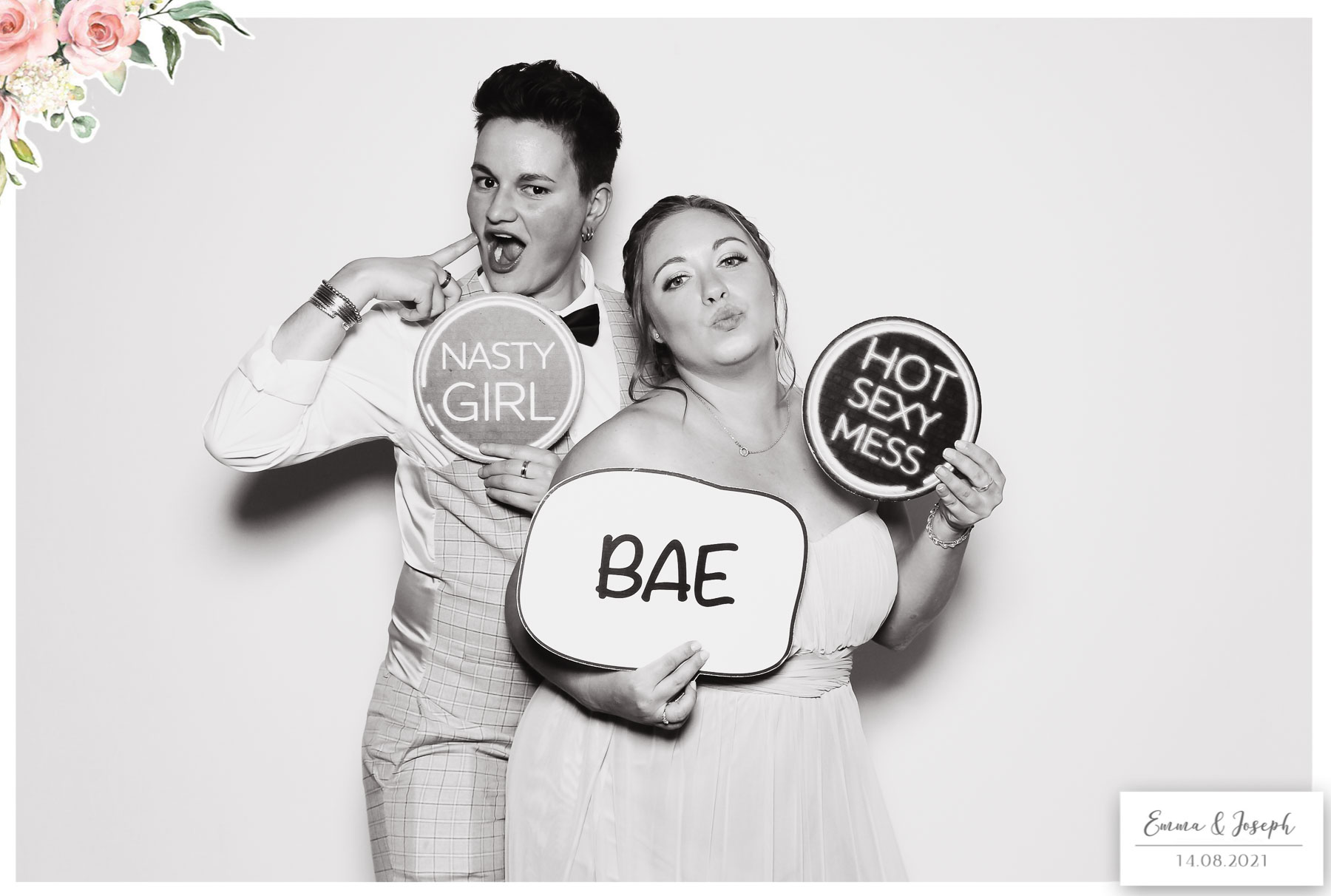 Emma & Joseph - Classic Open Booth (Beauty B&W) | View more photos from the event at gallery.freshbooths.com/u/FreshBooths/Emma-Joseph-Classic-Open-Booth-Beauty-BW