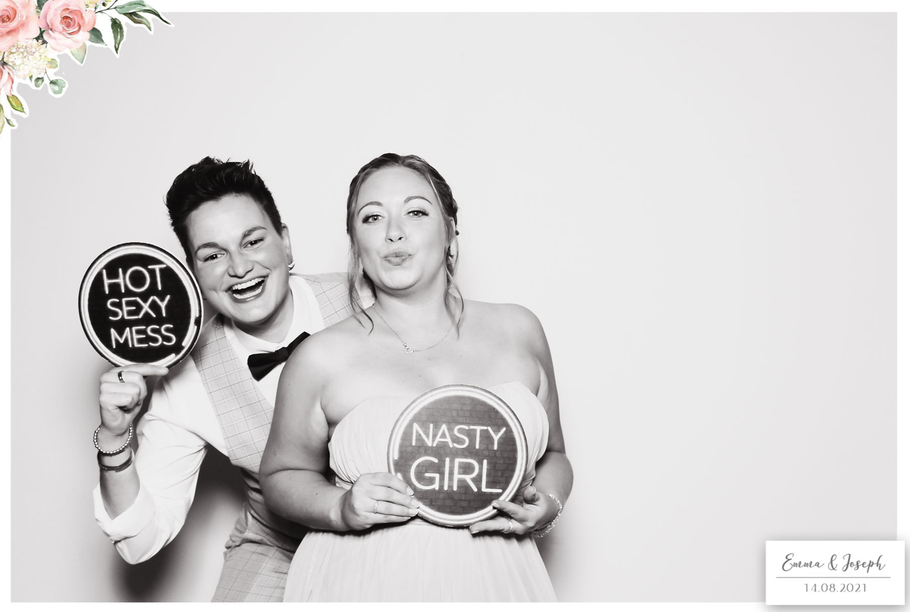 Emma & Joseph - Classic Open Booth (Beauty B&W) | View more photos from the event at gallery.freshbooths.com/u/FreshBooths/Emma-Joseph-Classic-Open-Booth-Beauty-BW