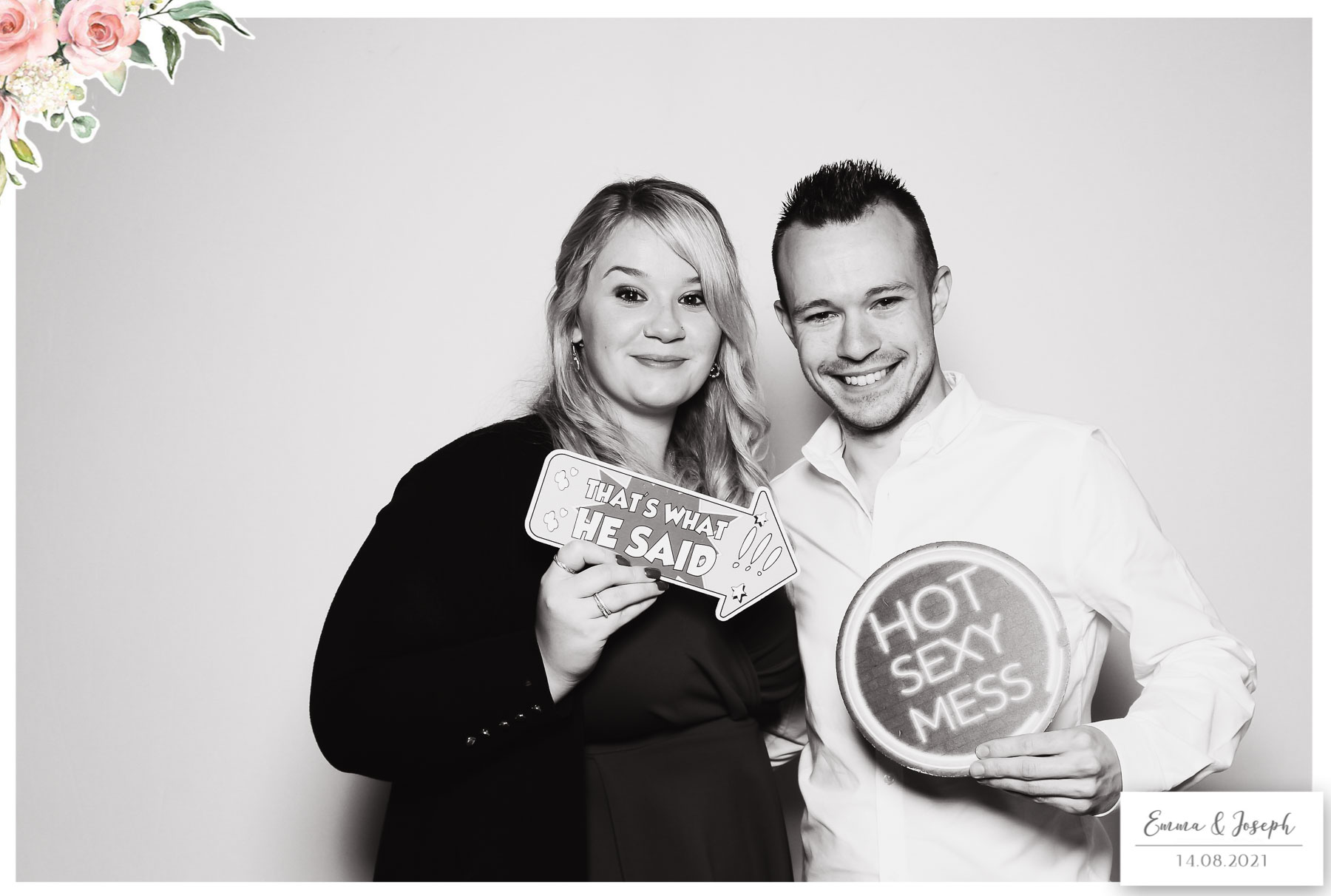 Emma & Joseph - Classic Open Booth (Beauty B&W) | View more photos from the event at gallery.freshbooths.com/u/FreshBooths/Emma-Joseph-Classic-Open-Booth-Beauty-BW