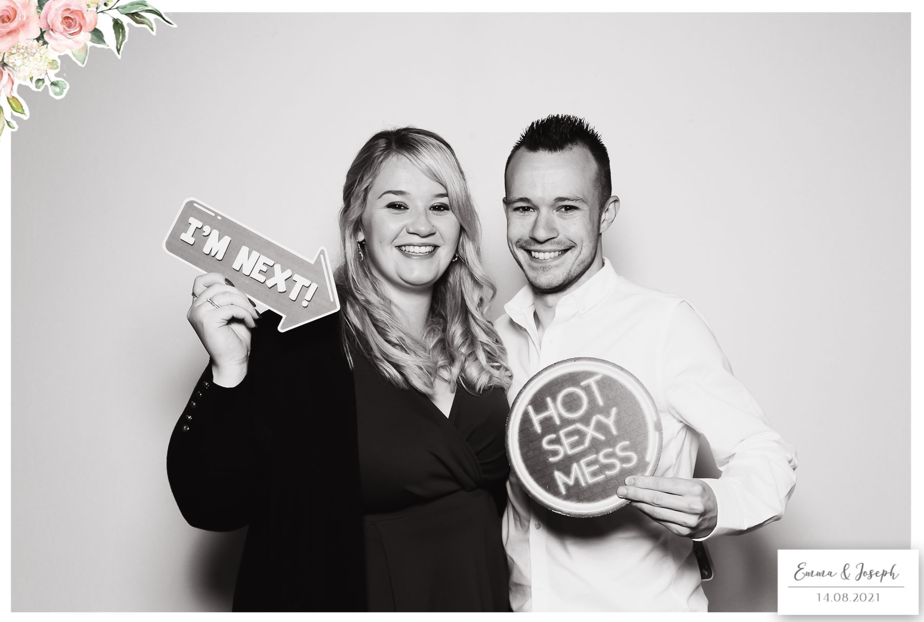 Emma & Joseph - Classic Open Booth (Beauty B&W) | View more photos from the event at gallery.freshbooths.com/u/FreshBooths/Emma-Joseph-Classic-Open-Booth-Beauty-BW