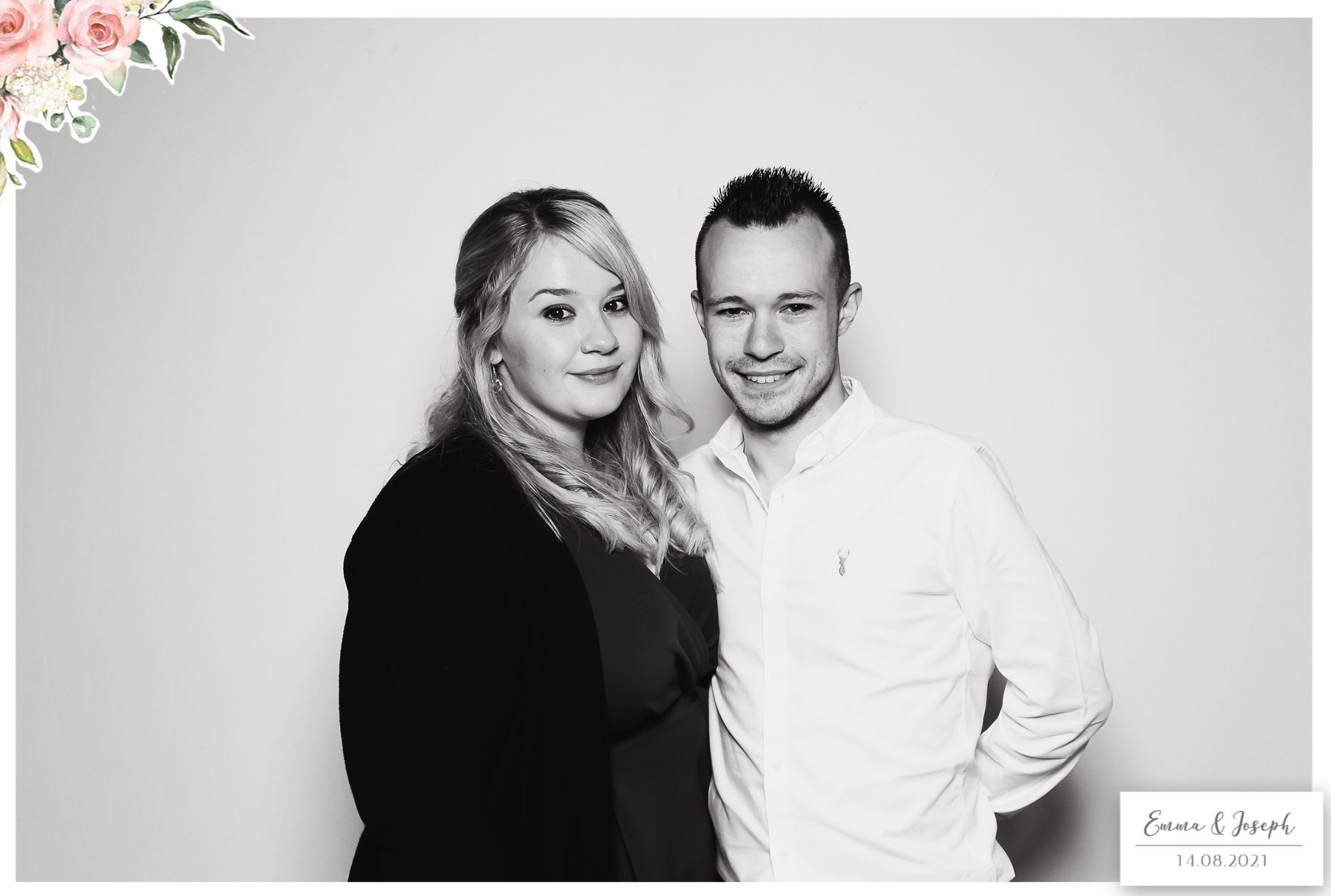 Emma & Joseph - Classic Open Booth (Beauty B&W) | View more photos from the event at gallery.freshbooths.com/u/FreshBooths/Emma-Joseph-Classic-Open-Booth-Beauty-BW