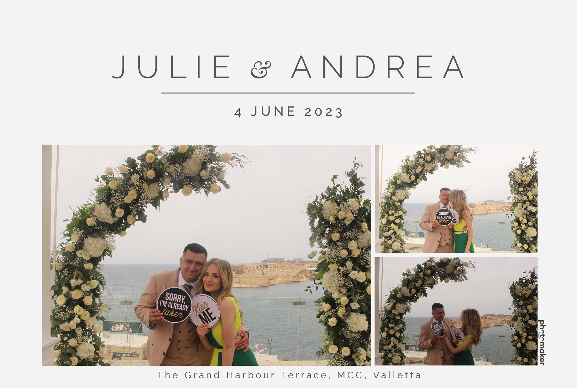Julie & Andrea's Wedding | View more photos from the event at gallery.photomakerphotobooth.com.mt/u/PhotomakerMalta/Julie-Andreas-Wedding
