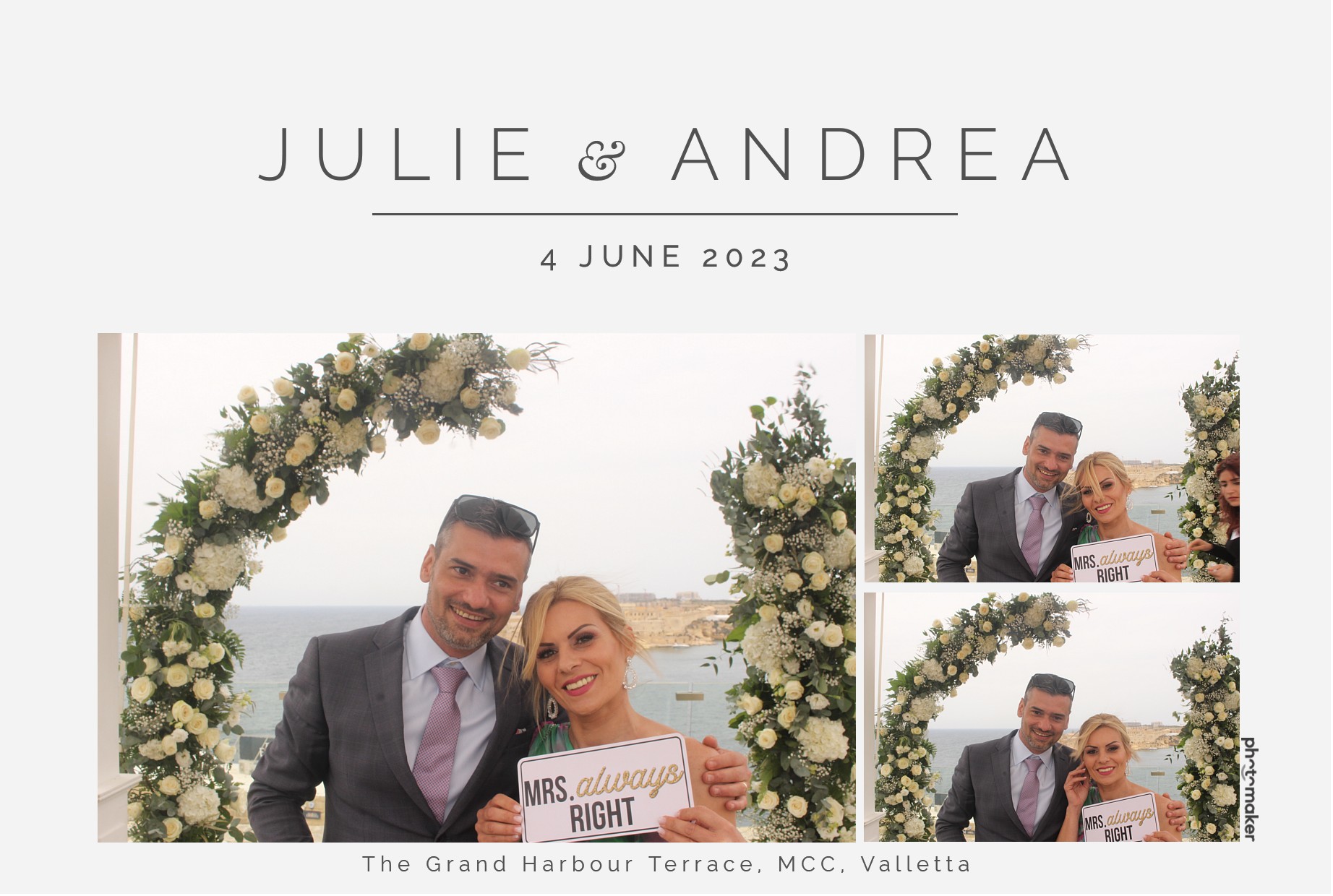 Julie & Andrea's Wedding | View more photos from the event at gallery.photomakerphotobooth.com.mt/u/PhotomakerMalta/Julie-Andreas-Wedding