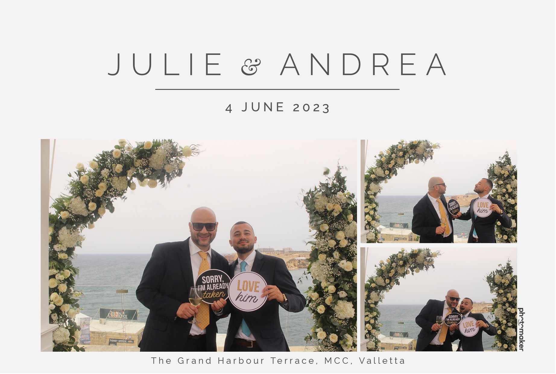 Julie & Andrea's Wedding | View more photos from the event at gallery.photomakerphotobooth.com.mt/u/PhotomakerMalta/Julie-Andreas-Wedding