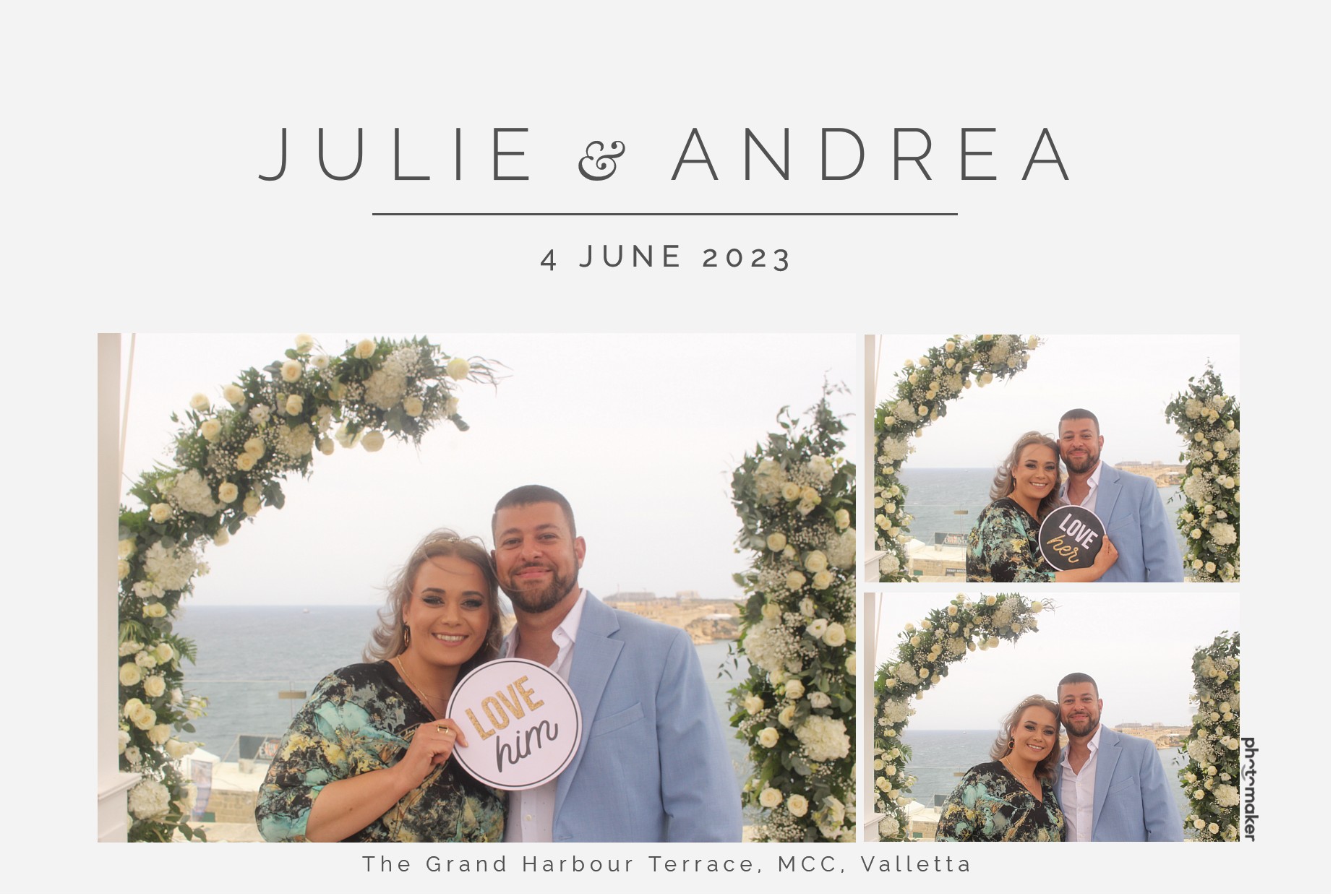 Julie & Andrea's Wedding | View more photos from the event at gallery.photomakerphotobooth.com.mt/u/PhotomakerMalta/Julie-Andreas-Wedding