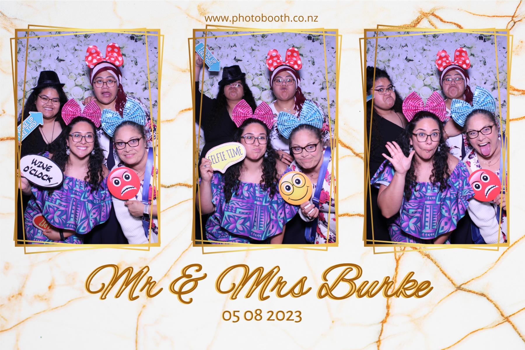 Mr & Mrs Burke | View more photos from the event at gallery.photobooth.co.nz/u/SelfieCentral/Mr-Mrs-Burke